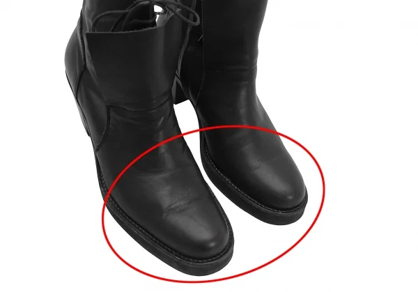 ヨウジヤマモト ファムYohji Yamamoto FEMME サイドジップレースアップレザーブーツ 黒5(24.5位) K-126394_004