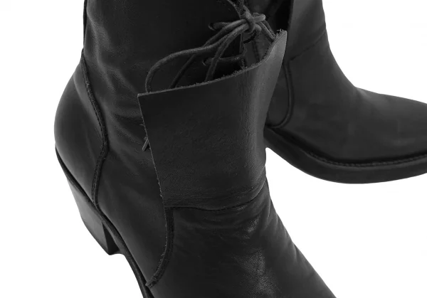ヨウジヤマモト ファムYohji Yamamoto FEMME サイドジップレースアップレザーブーツ 黒5(24.5位) K-126394_006