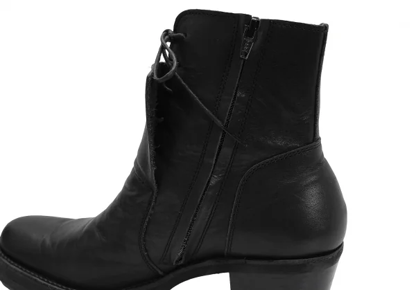 ヨウジヤマモト ファムYohji Yamamoto FEMME サイドジップレースアップレザーブーツ 黒5(24.5位) K-126394_007