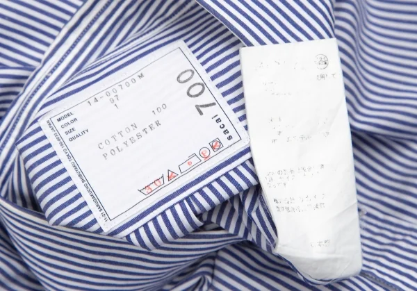 サカイsacai 裾ドローストリングストライプシャツ 青白1 K-126404_019