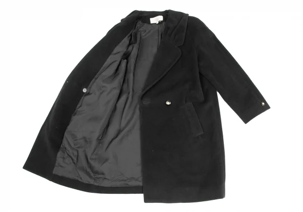 バレンシアガBALENCIAGA タックラペルフラノウールコート 黒9 K-126445_012