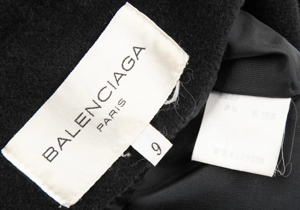 バレンシアガBALENCIAGA タックラペルフラノウールコート 黒9 K-126445_018