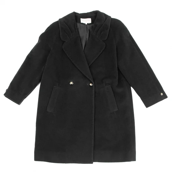 バレンシアガBALENCIAGA タックラペルフラノウールコート 黒9 K-126445_002