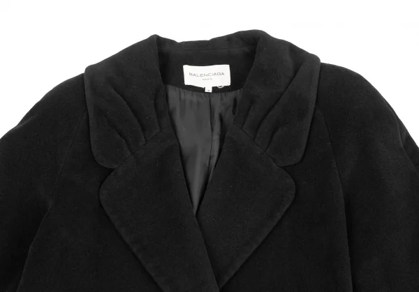バレンシアガBALENCIAGA タックラペルフラノウールコート 黒9 K-126445_003