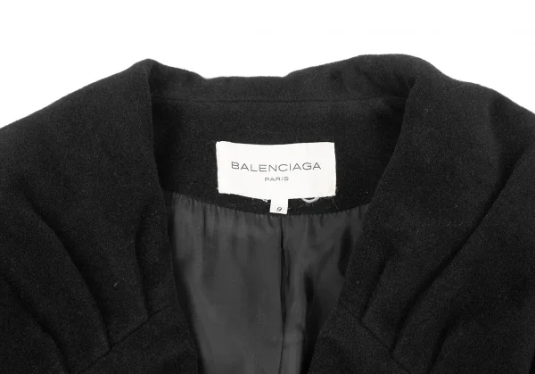バレンシアガBALENCIAGA タックラペルフラノウールコート 黒9 K-126445_004