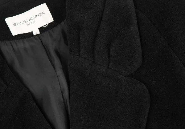バレンシアガBALENCIAGA タックラペルフラノウールコート 黒9 K-126445_005