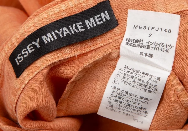 イッセイミヤケ メンISSEY MIYAKE MEN リネンバイアス切替半袖シャツ オレンジ2 K-126461_013