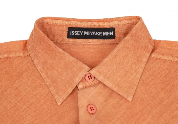 イッセイミヤケ メンISSEY MIYAKE MEN リネンバイアス切替半袖シャツ オレンジ2 K-126461_003