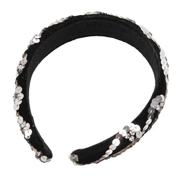 アキオヒラタAKIO HIRATA スパンコールベロアカチューシャ 黒 K-126471_001