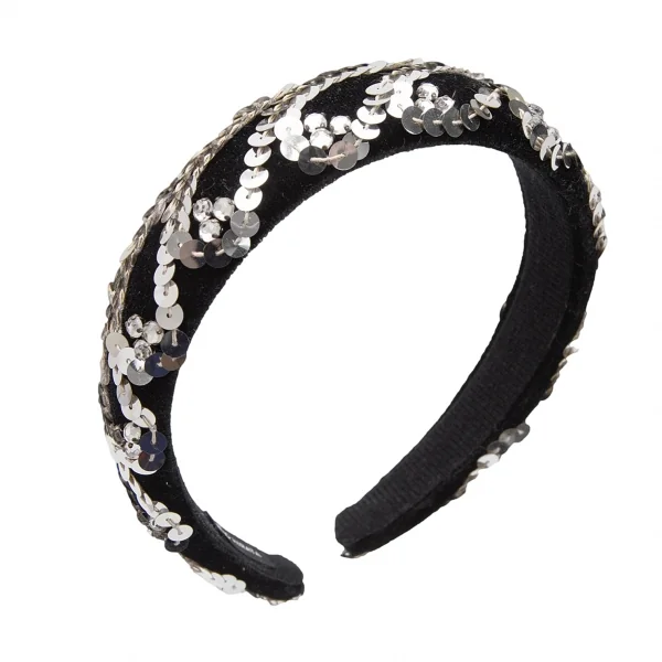 アキオヒラタAKIO HIRATA スパンコールベロアカチューシャ 黒 K-126471_003