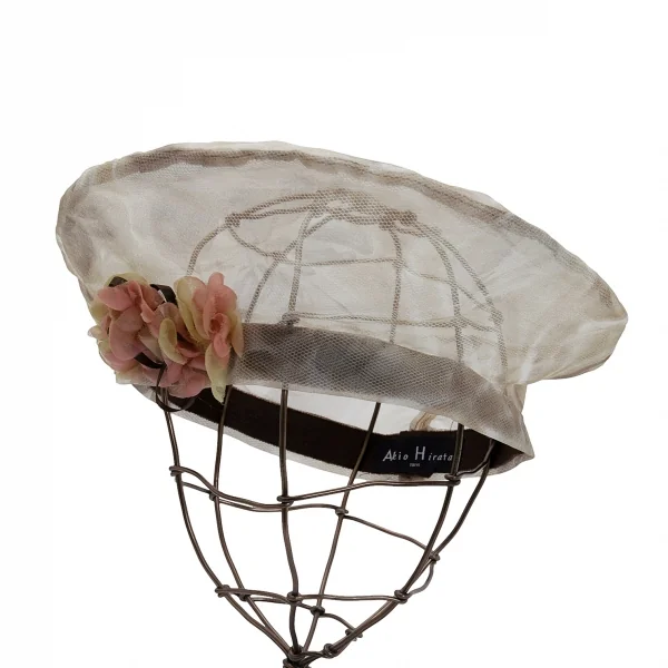 AKIO HIRATA Flower Corsage Tulle Beret Beige  K-126474_001