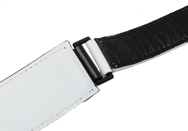 イッセイミヤケISSEY MIYAKE バイカラーレザー切替ベルト 黒白 K-126477_010