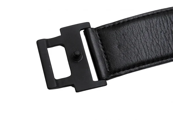 イッセイミヤケISSEY MIYAKE バイカラーレザー切替ベルト 黒白 K-126477_003