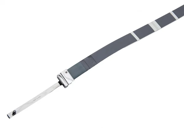 イッセイミヤケISSEY MIYAKE レザーリバーシブルナローベルト グレー白 K-126478_002