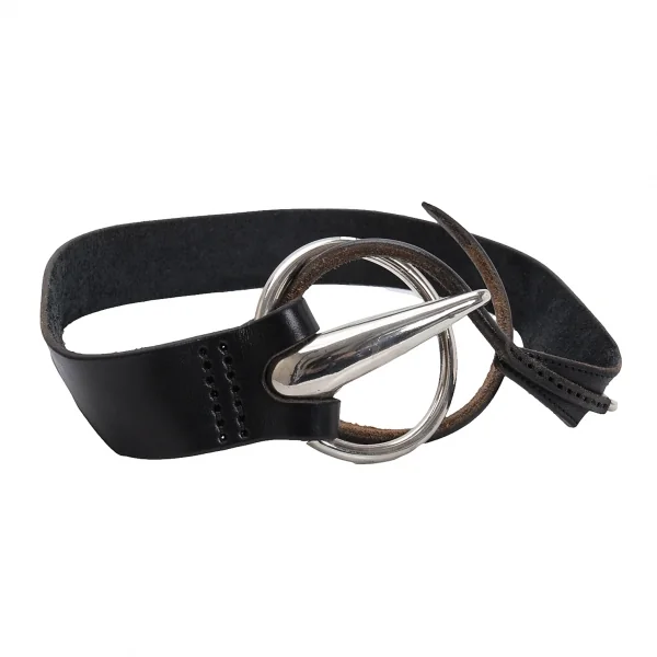 ISSEY MIYAKE Leather Hook Buckle Belt Black  K-126480_001
