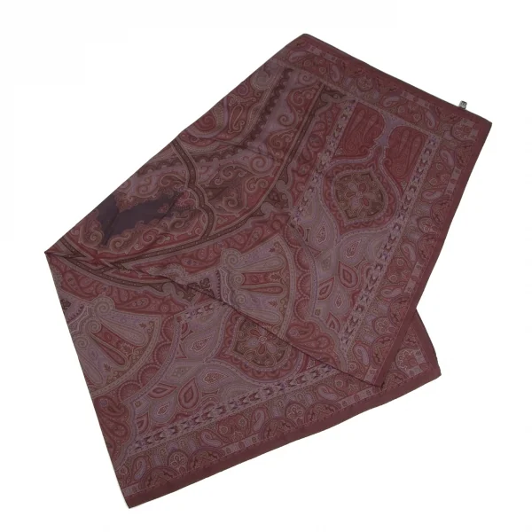 ETRO Wool Silk Paisley Large Size Stole Bordeaux  K-126509_001