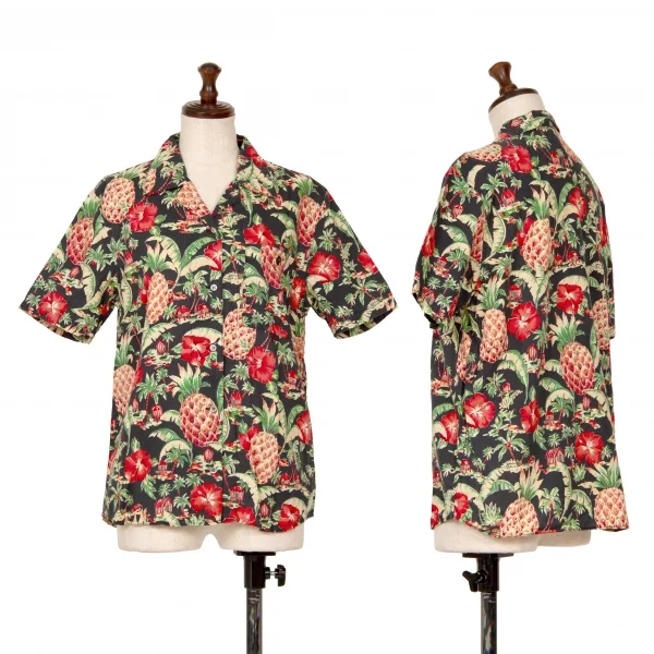 マドモアゼルノンノンMademoiselle NON NON コットンアロハシャツ 黒マルチM位 K-126518_001