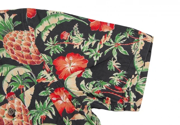 マドモアゼルノンノンMademoiselle NON NON コットンアロハシャツ 黒マルチM位 K-126518_013