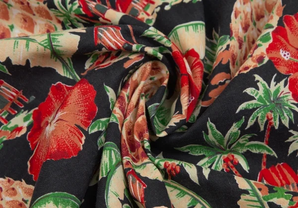 マドモアゼルノンノンMademoiselle NON NON コットンアロハシャツ 黒マルチM位 K-126518_017