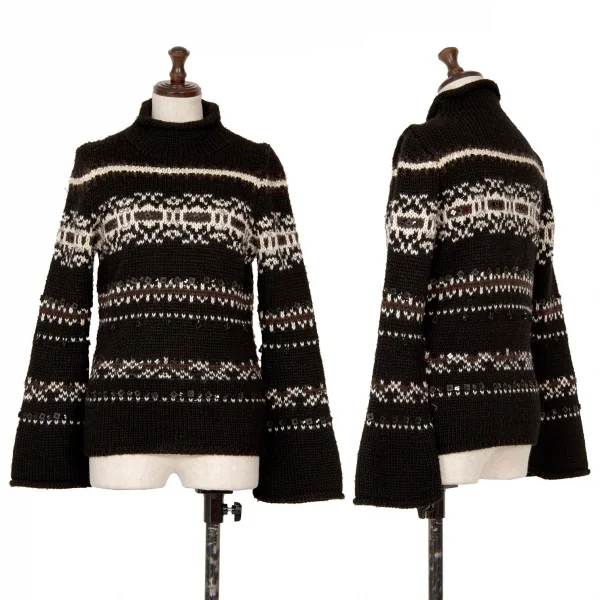EPOCA Beaded Decorative Knit Sweater Black 40 K-126523_001