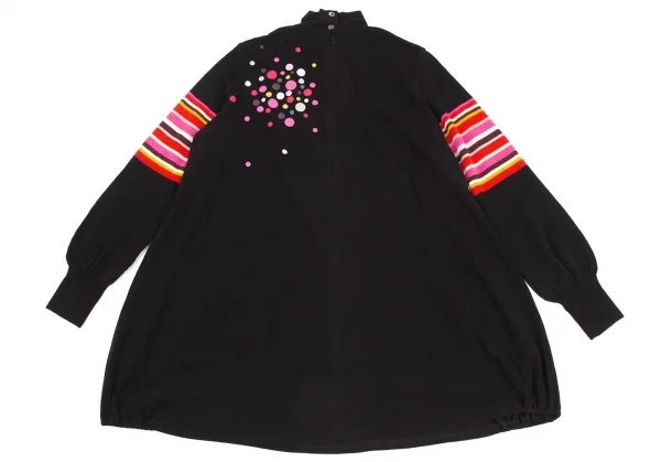 トクコプルミエヴォルTOKUKO 1er VOL 袖ニット切替ランダムドットチュニック 黒9 K-126526_012