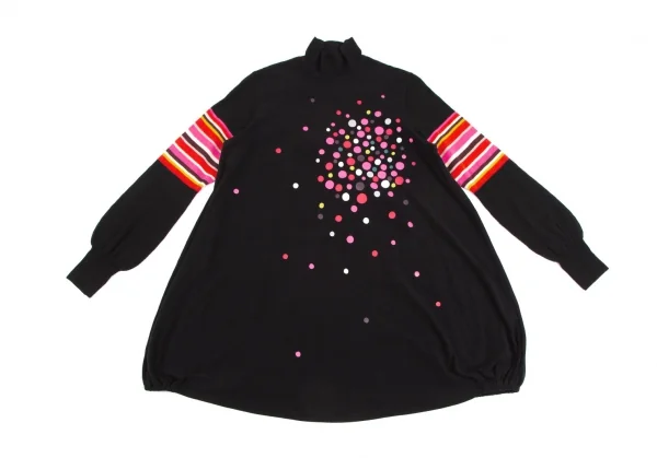 トクコプルミエヴォルTOKUKO 1er VOL 袖ニット切替ランダムドットチュニック 黒9 K-126526_002