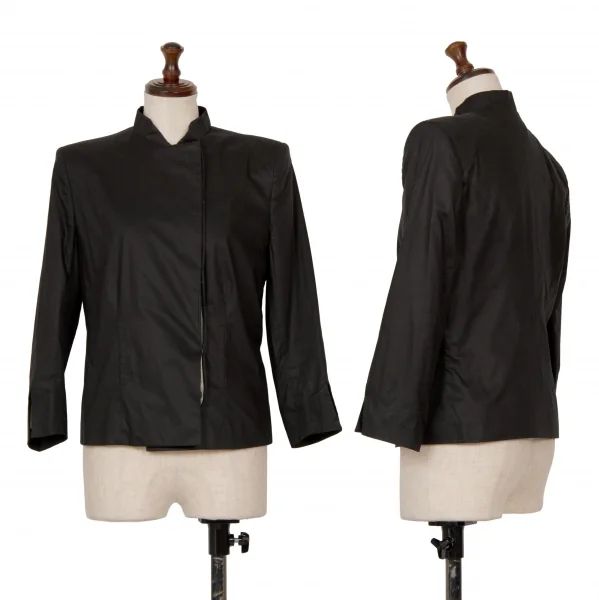 アレキサンダーマックイーンAlexander McQUEEN コットンフライフロントジャケット 黒40 K-126539_001