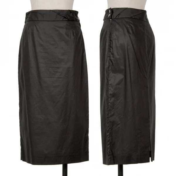 アレキサンダーマックイーンAlexander McQUEEN コットンバックスリットスカート 黒40 K-126540_001