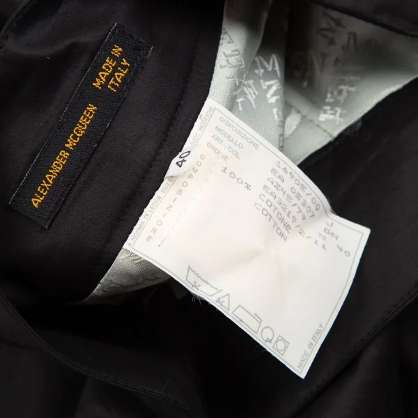 アレキサンダーマックイーンAlexander McQUEEN コットンバックスリットスカート 黒40 K-126540_016