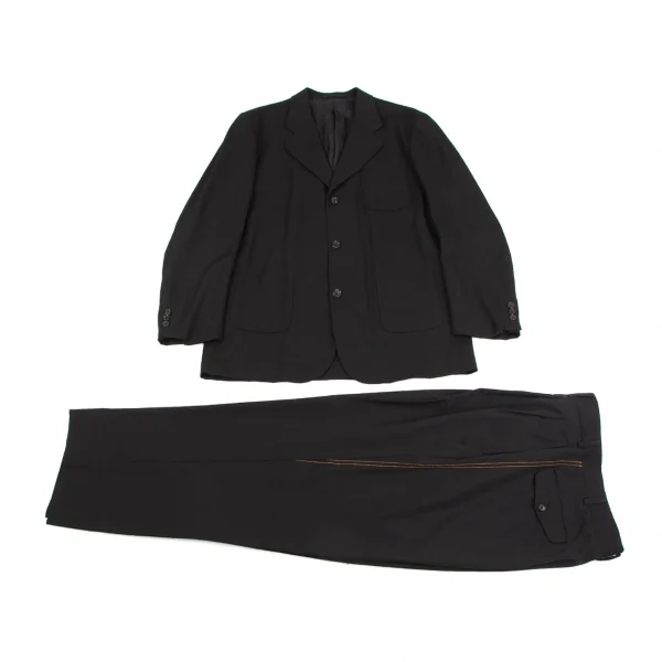 コムデギャルソン オムCOMME des GARCONS HOMME ウールギャバパッチポケットセットアップ 黒オレンジM・L K-126551_001