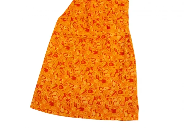 ヨウジヤマモト ファムYohji Yamamoto FEMME サイケプリントポリノースリーブワンピース オレンジ黄赤S K-126567_006