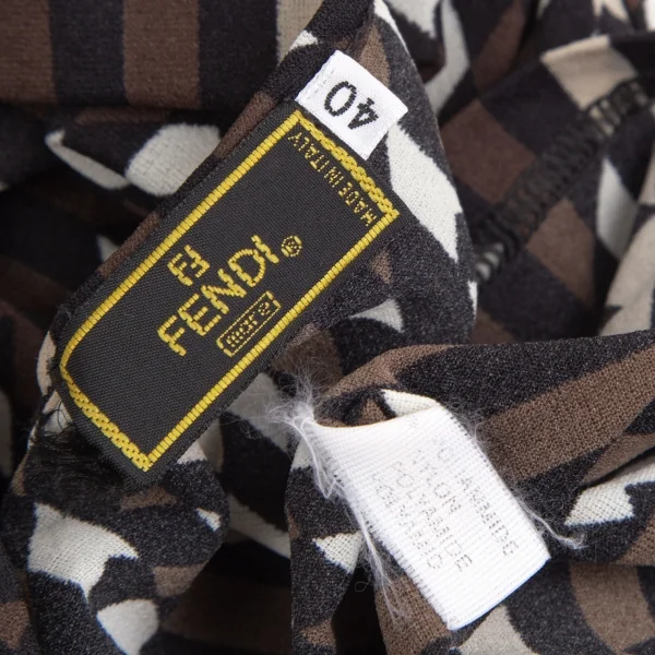 フェンディFENDI ロゴストライプTシャツ 茶白黒40 K-126579_013