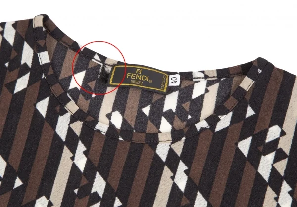 フェンディFENDI ロゴストライプTシャツ 茶白黒40 K-126579_003