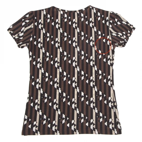 フェンディFENDI ロゴストライプTシャツ 茶白黒40 K-126579_009