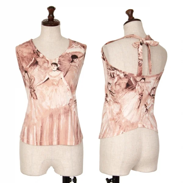 ジャンポールゴルチエ ファムJean Paul GAULTIER FEMME バレリーナプリントホルターネックキャミソール ピンク白40 K-126591_001