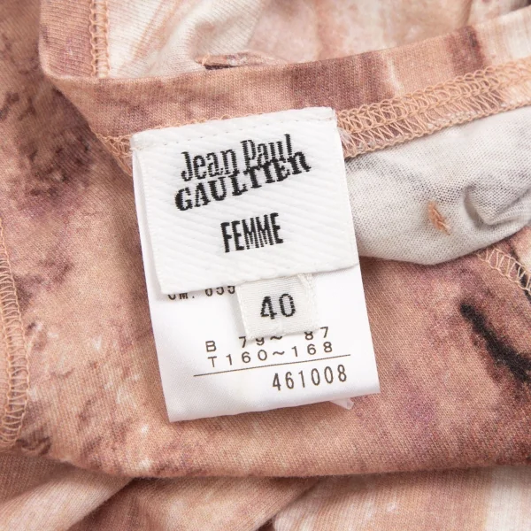 ジャンポールゴルチエ ファムJean Paul GAULTIER FEMME バレリーナプリントホルターネックキャミソール ピンク白40 K-126591_014