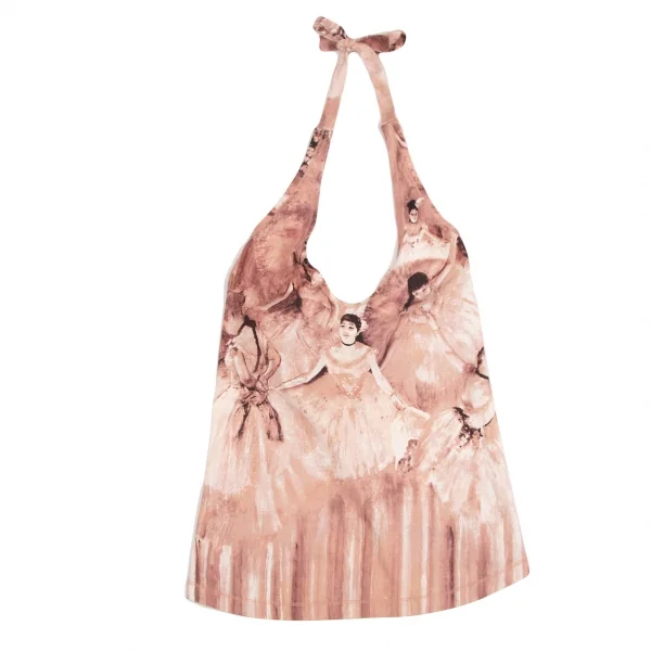 ジャンポールゴルチエ ファムJean Paul GAULTIER FEMME バレリーナプリントホルターネックキャミソール ピンク白40 K-126591_002