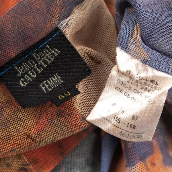 ジャンポールゴルチエ ファムJean Paul GAULTIER FEMME グラフィックプリントインサイドアウトパワーネットTシャツ マルチ40 K-126593_015