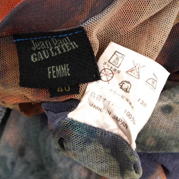 ジャンポールゴルチエ ファムJean Paul GAULTIER FEMME グラフィックプリントインサイドアウトパワーネットTシャツ マルチ40 K-126593_016