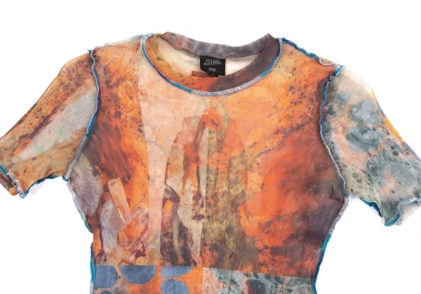 ジャンポールゴルチエ ファムJean Paul GAULTIER FEMME グラフィックプリントインサイドアウトパワーネットTシャツ マルチ40 K-126593_003
