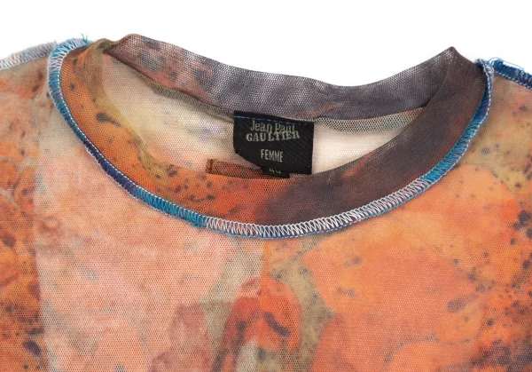 ジャンポールゴルチエ ファムJean Paul GAULTIER FEMME グラフィックプリントインサイドアウトパワーネットTシャツ マルチ40 K-126593_004