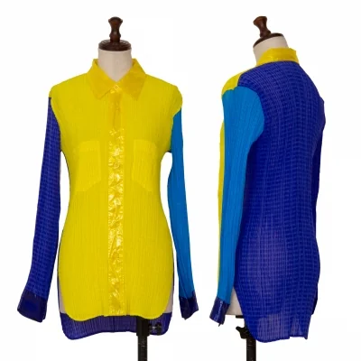 ISSEY MIYAKE Pattern Switching Pleated Long Sleeve Shirt