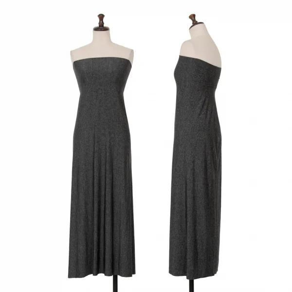 イッセイミヤケISSEY MIYAKE レーヨンポリストレッチチューブトップ チャコールL K-126613_001