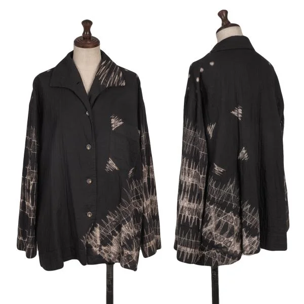 ISSEY MIYAKE Sashiko Discharge Printing Shirt Black M K-126621_001