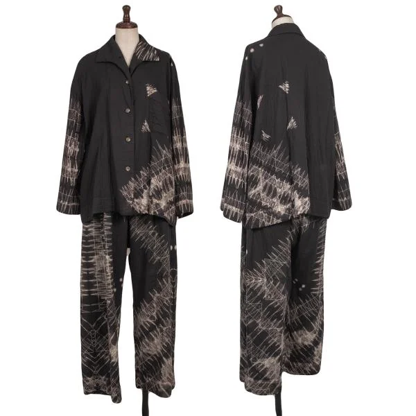 イッセイミヤケISSEY MIYAKE 刺し子抜染プリントシャツ 黒M | DC