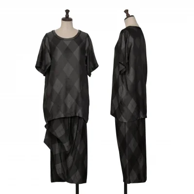 ISSEY MIYAKE Bias Check Printed T Shirt & Skirt 