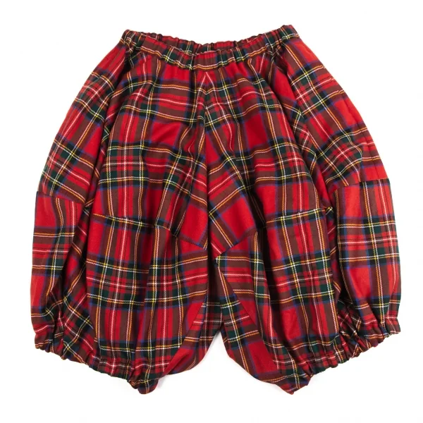 コムデギャルソン ガールCOMME des GARCONSGIRL タータンチェックウールカボチャショートパンツ 赤M K-126635_001