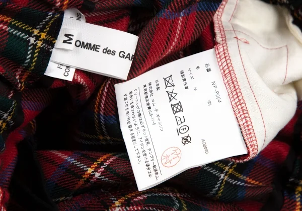 コムデギャルソン ガールCOMME des GARCONSGIRL タータンチェックウールカボチャショートパンツ 赤M K-126635_012