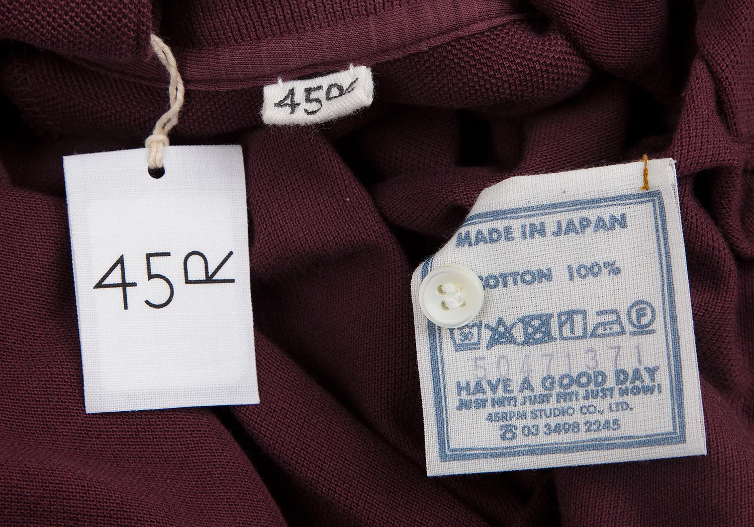45rpm スーピマカノコの33色四角 ポイント刺繍長袖ポロシャツ ボルドー4 【レディース】 45rpm スーピマカノコの33色四角 ポイント刺繍長袖ポロシャツ