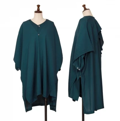 ISSEY MIYAKE Pleats Stole Layered 3/4 Sleeve Shirt
